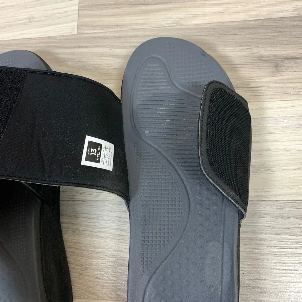 Kuru Slides Men 13 Black Gray Beach Walking Outdoor Slip On Sandals Ortho Beach